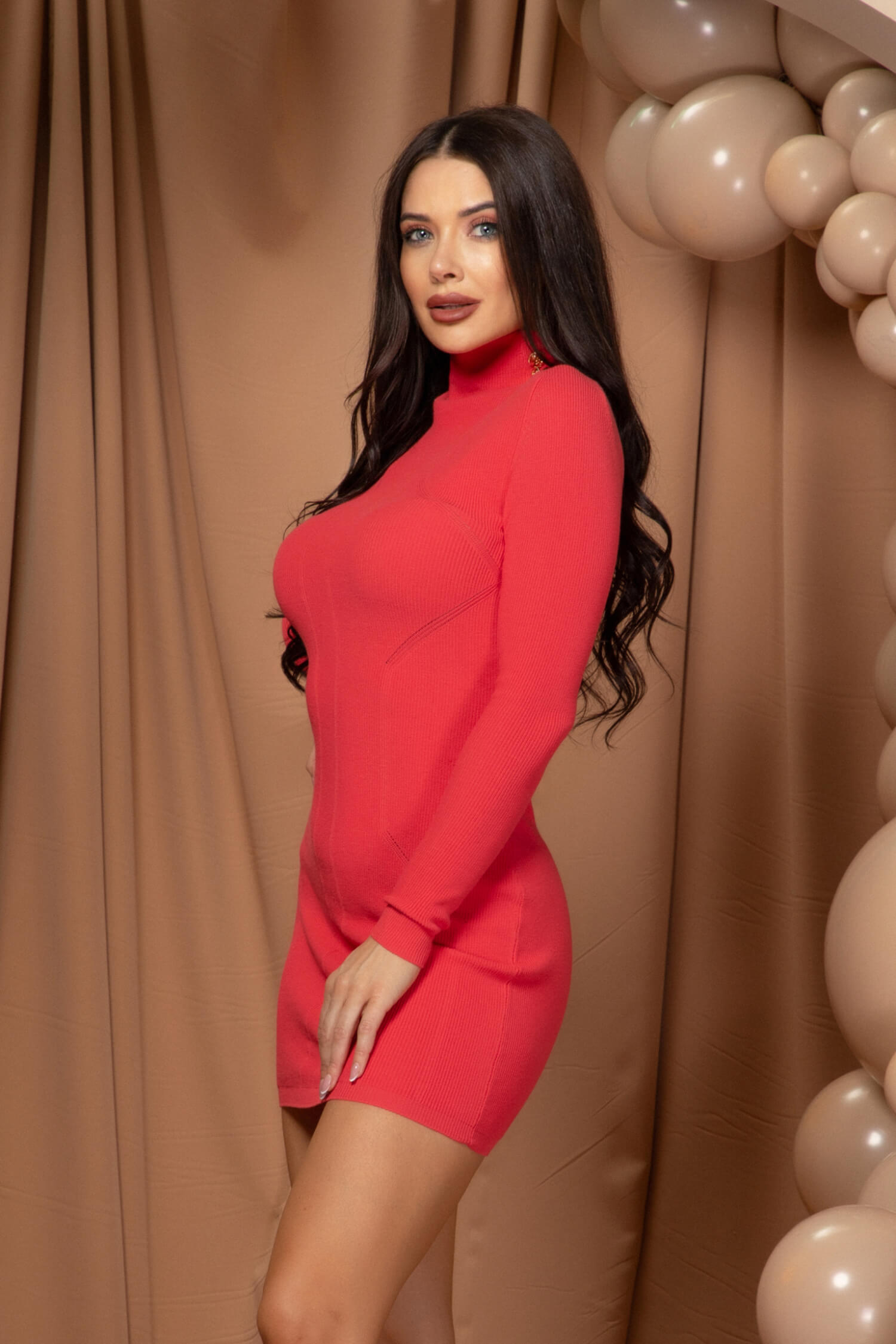 Sensual Secret Rochie Tricotată cu Nasturi Aurii - Watermelon - Imagine 10
