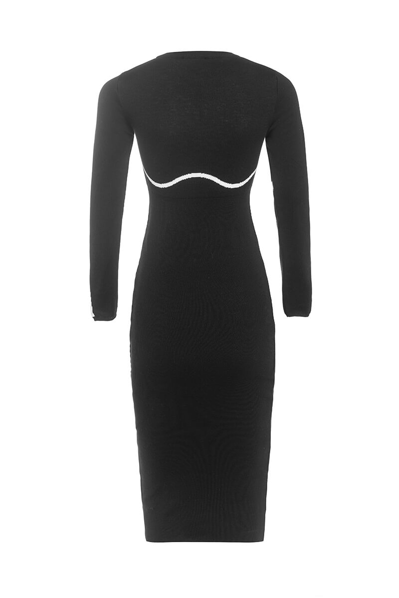 Pull Me Closer Midi Rochie Din Tricotaj - Black - Imagine 15