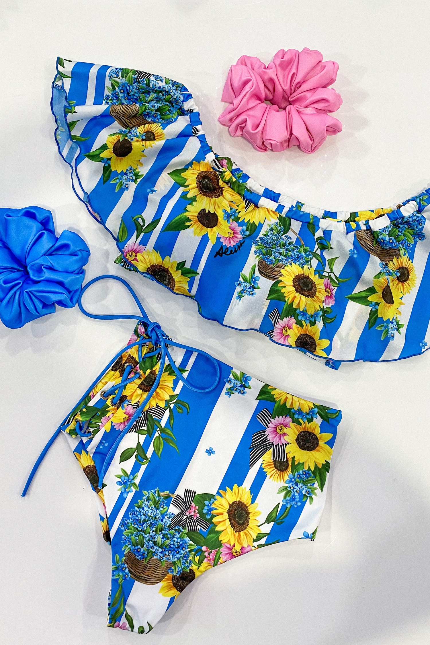 Keep on shining Bikini cu talie înaltă – costum de baie - albastru - Imagine 4