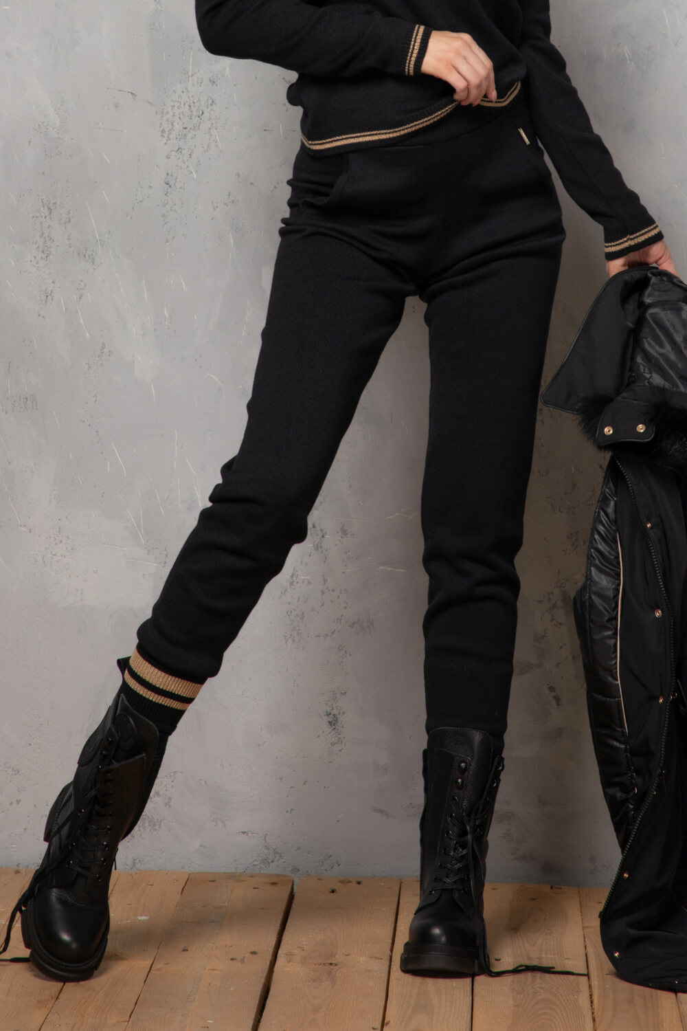 Elite Embrace Pantaloni Tricotate - Black - Imagine 14