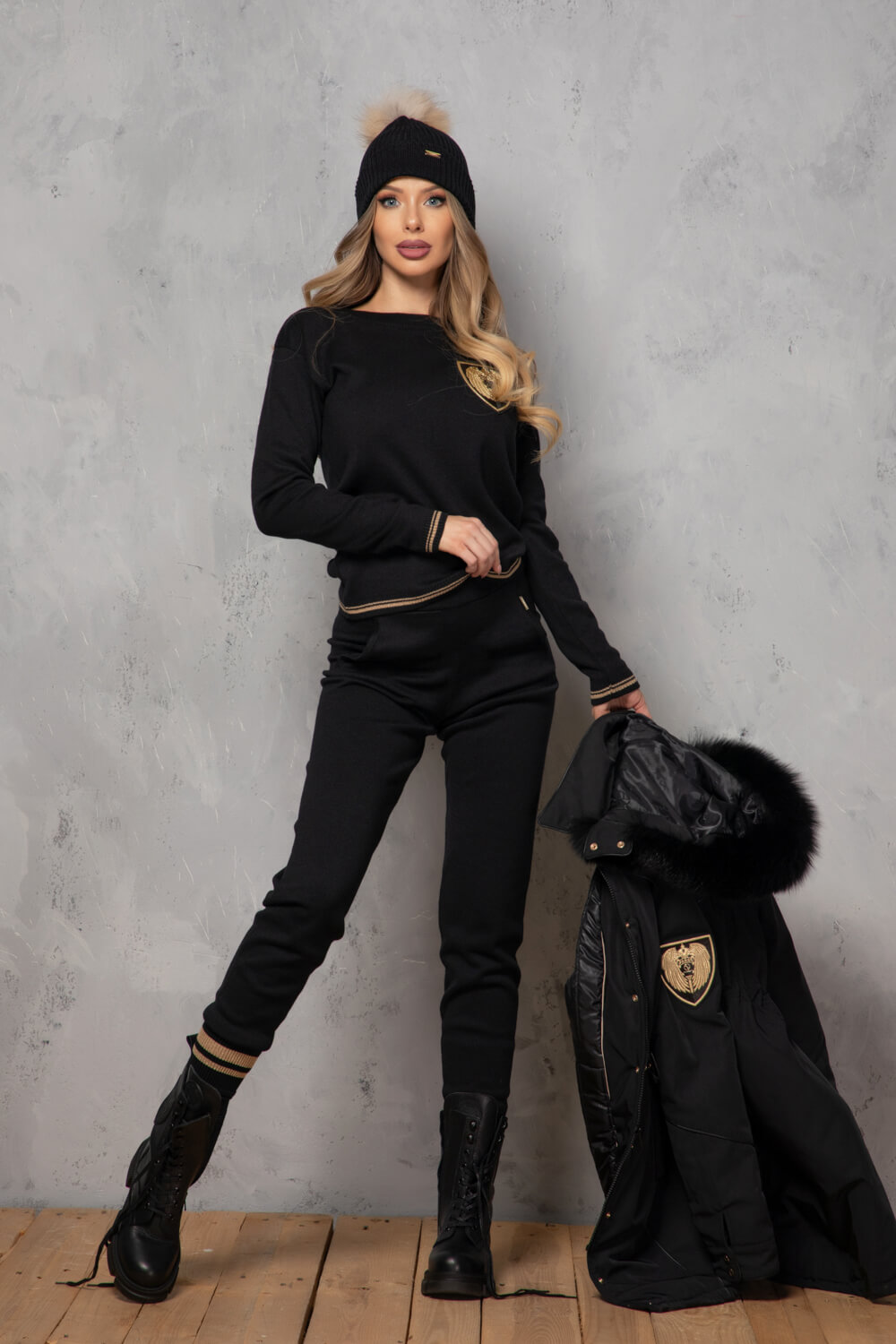 Elite Embrace Pantaloni Tricotate - Black - Imagine 11