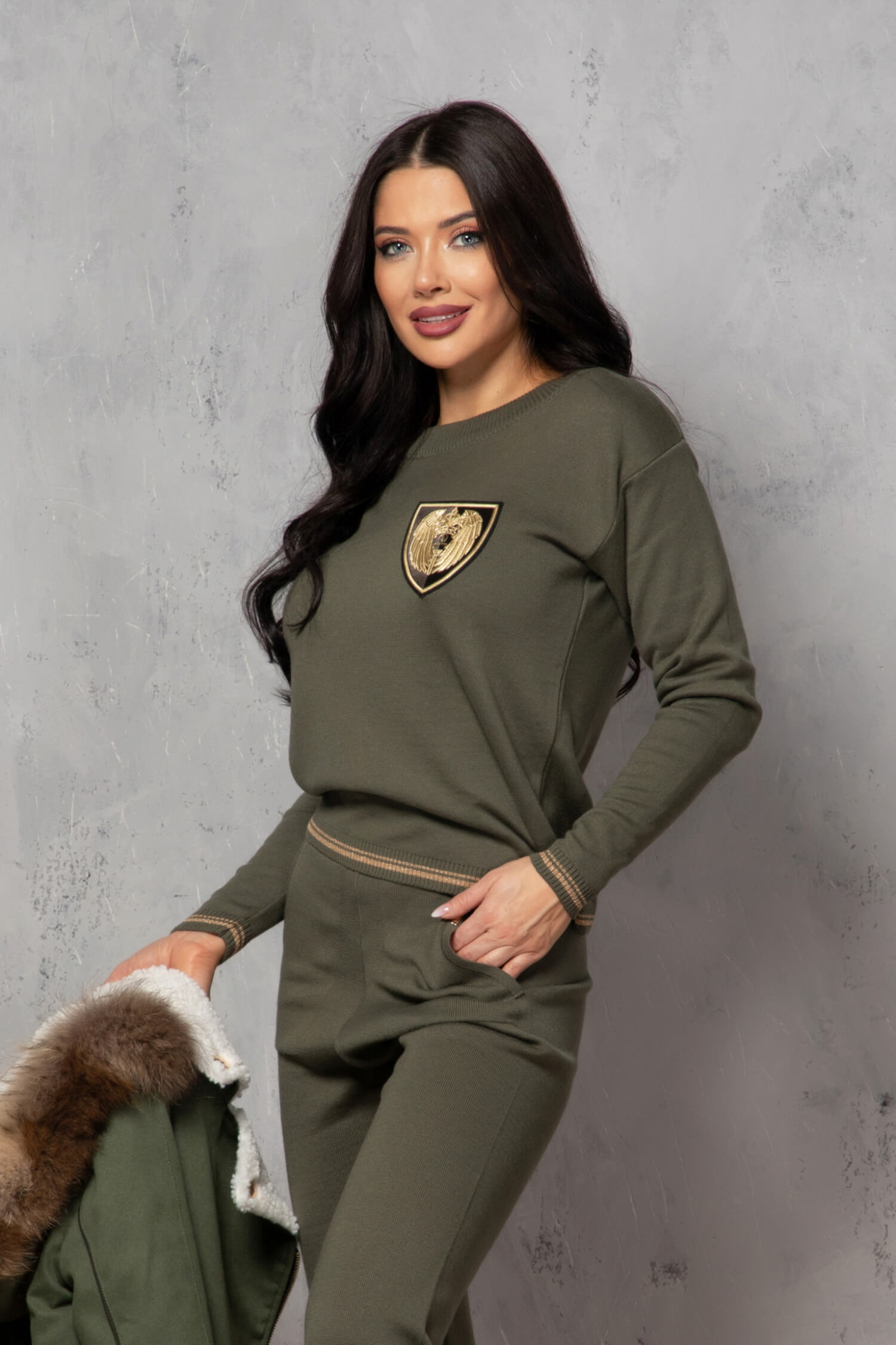 Elite Embrace Pulover Tricotat - Military - Imagine 20