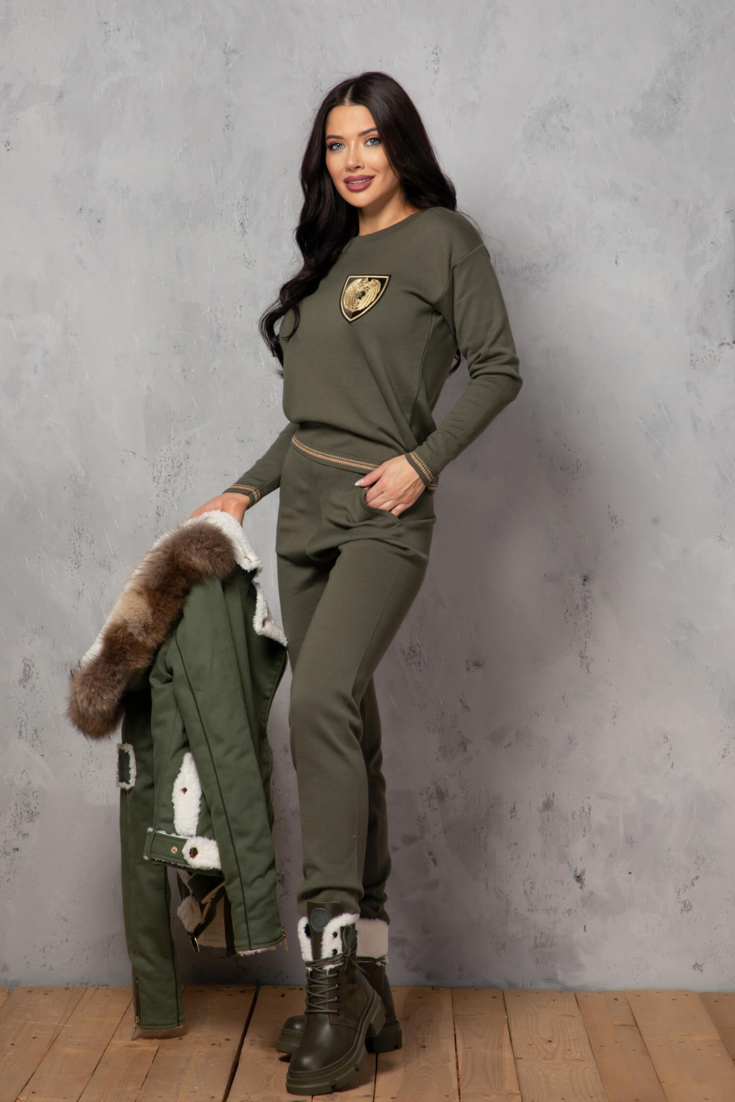Elite Embrace Pantalon Din Tricotaj - Military - Imagine 10