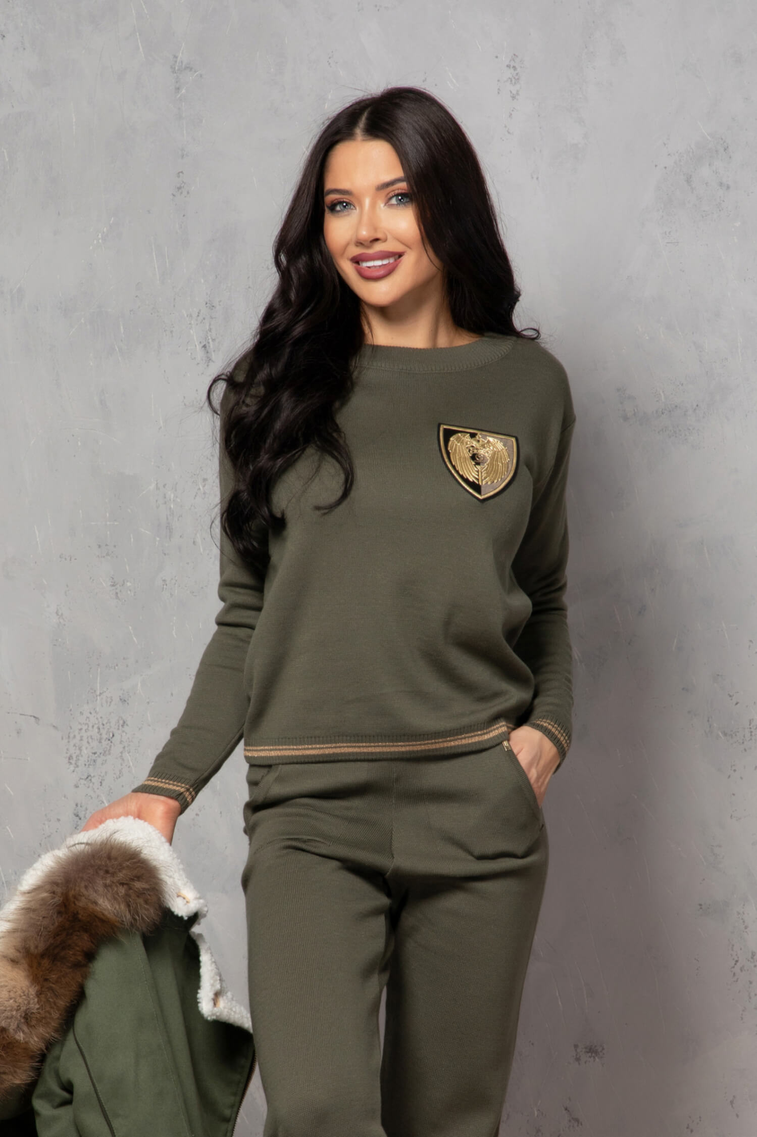 Elite Embrace Pulover Tricotat - Military - Imagine 18