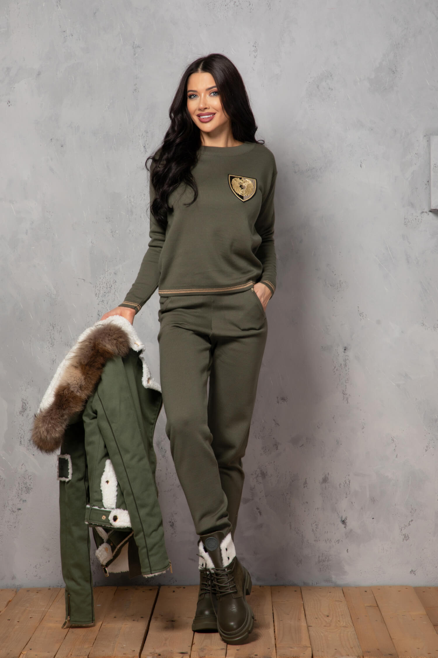 Elite Embrace Pantalon Din Tricotaj - Military - Imagine 12