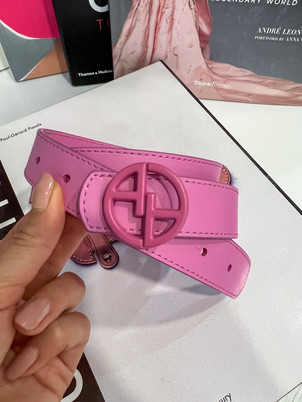 Centură Alessa logo Cold Pink - îngustă cu cataramă roz - Imagine 6