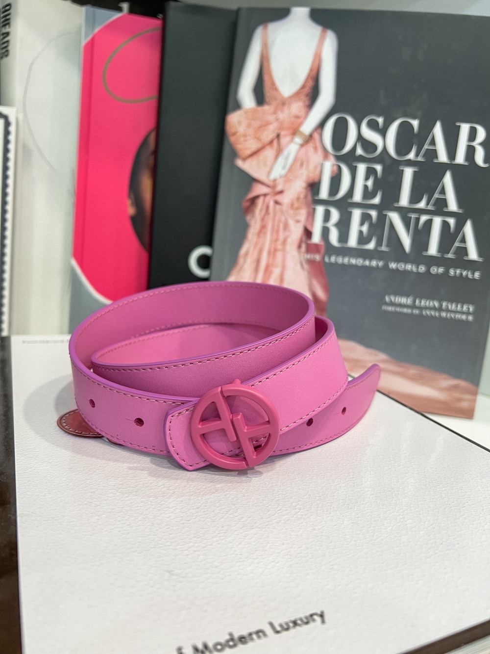 Centură Alessa logo Cold Pink - îngustă cu cataramă roz - Imagine 5