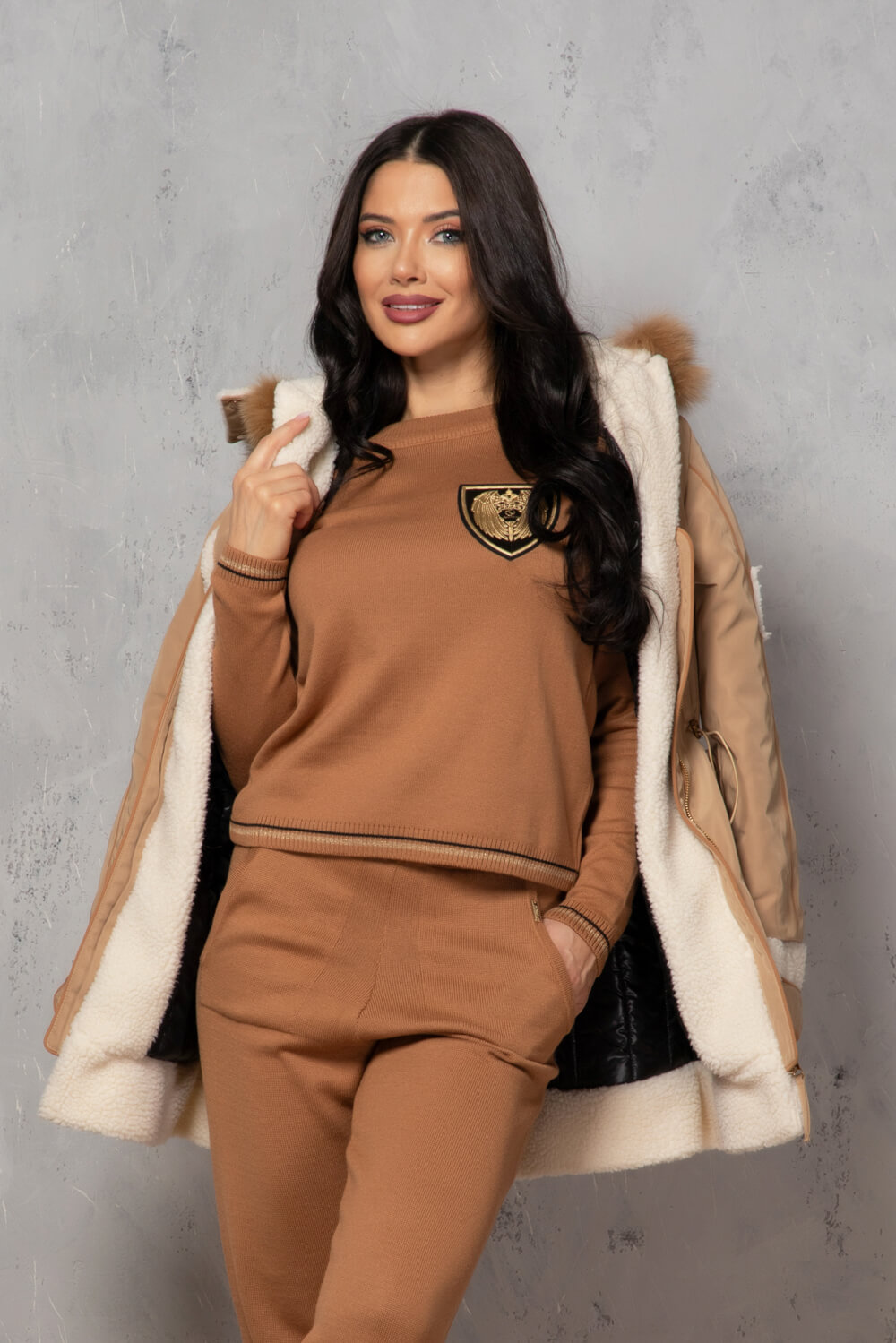 Elite Embrace Pulover Din Tricotaj - Mocha - Imagine 11