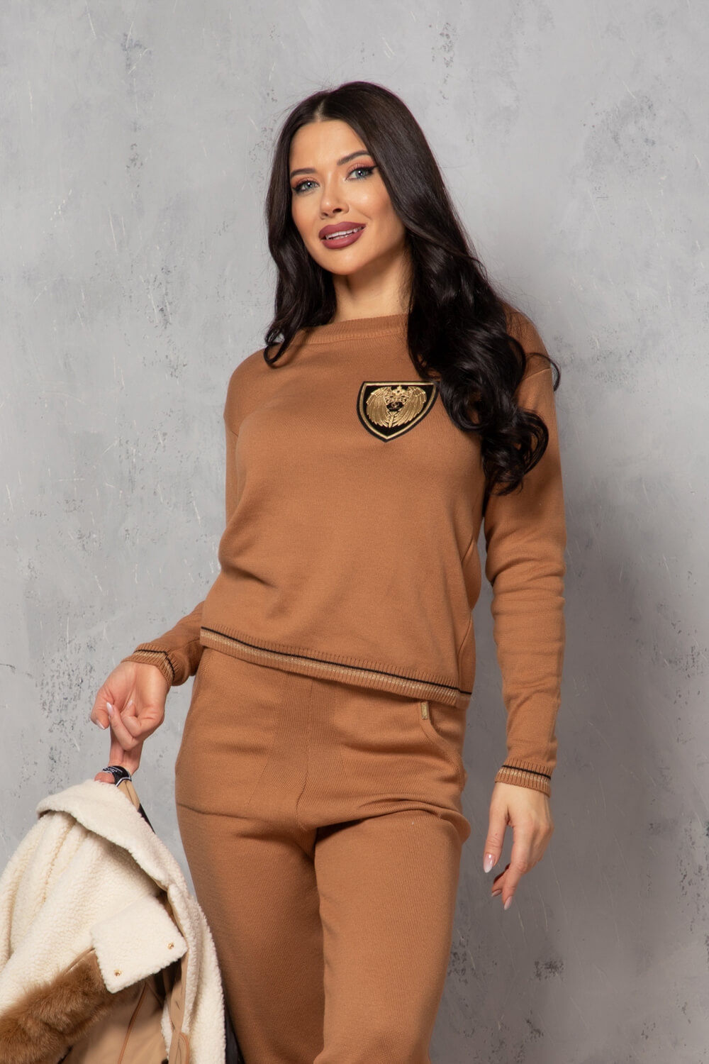 Elite Embrace Pulover Din Tricotaj - Mocha - Imagine 18