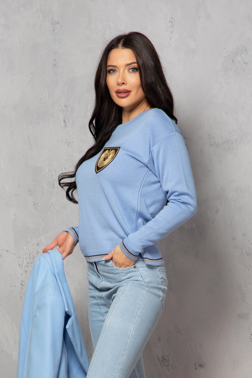 Elite Embrace Pulover Tricotat - Blue - Imagine 12