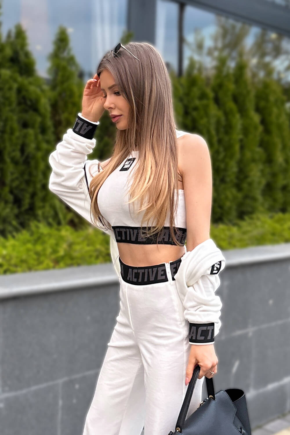 Candy Crush Crop Top De Pluș - Ecru - Imagine 8