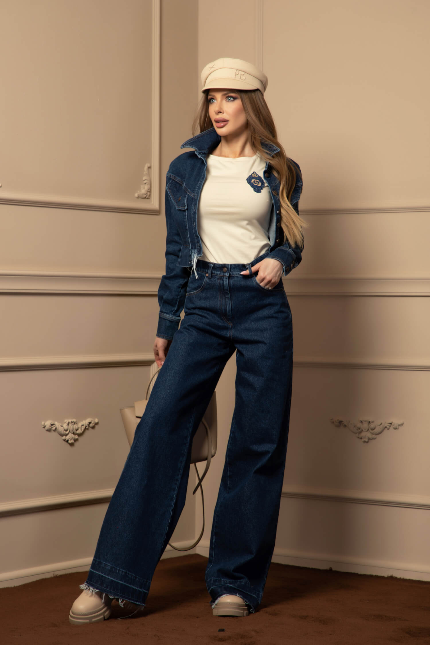 Luxury Classic Bluza cu mânecă 3/4 și broderie - Soft Beige - Imagine 18