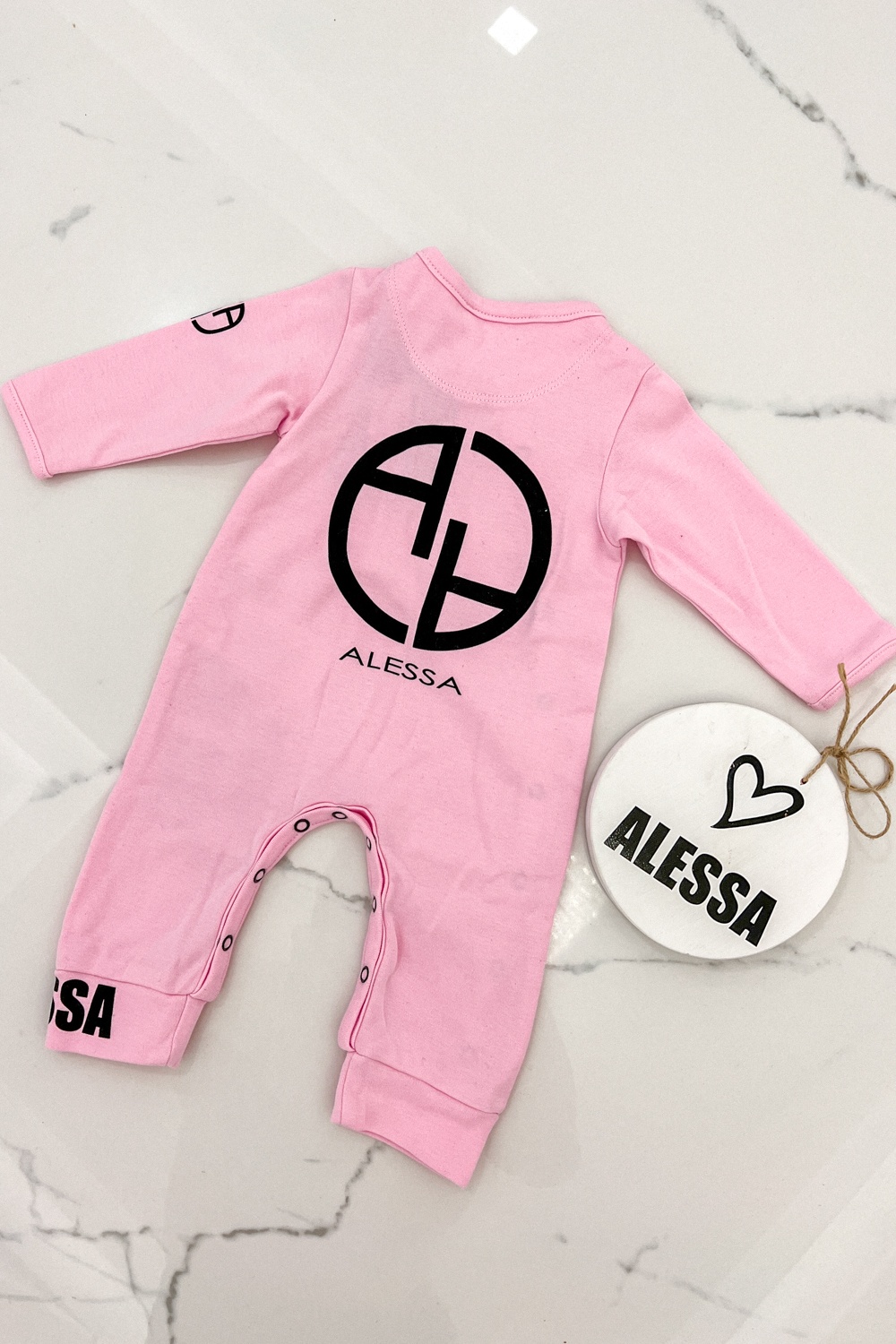 Think Big Drink Milk Romper mini cu legenda neagră - Roz - Imagine 6