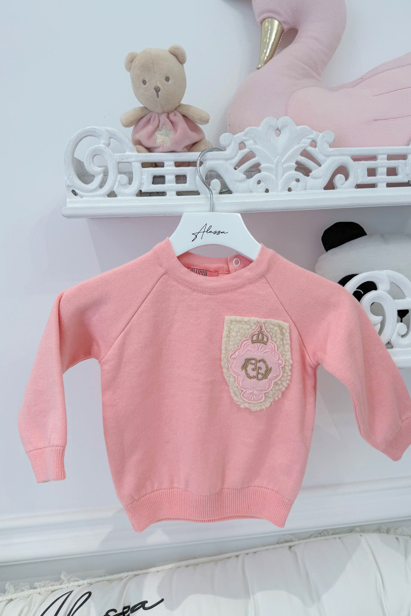 Luxury Classic Mini Pulover Tricotat - Pink - Imagine 9
