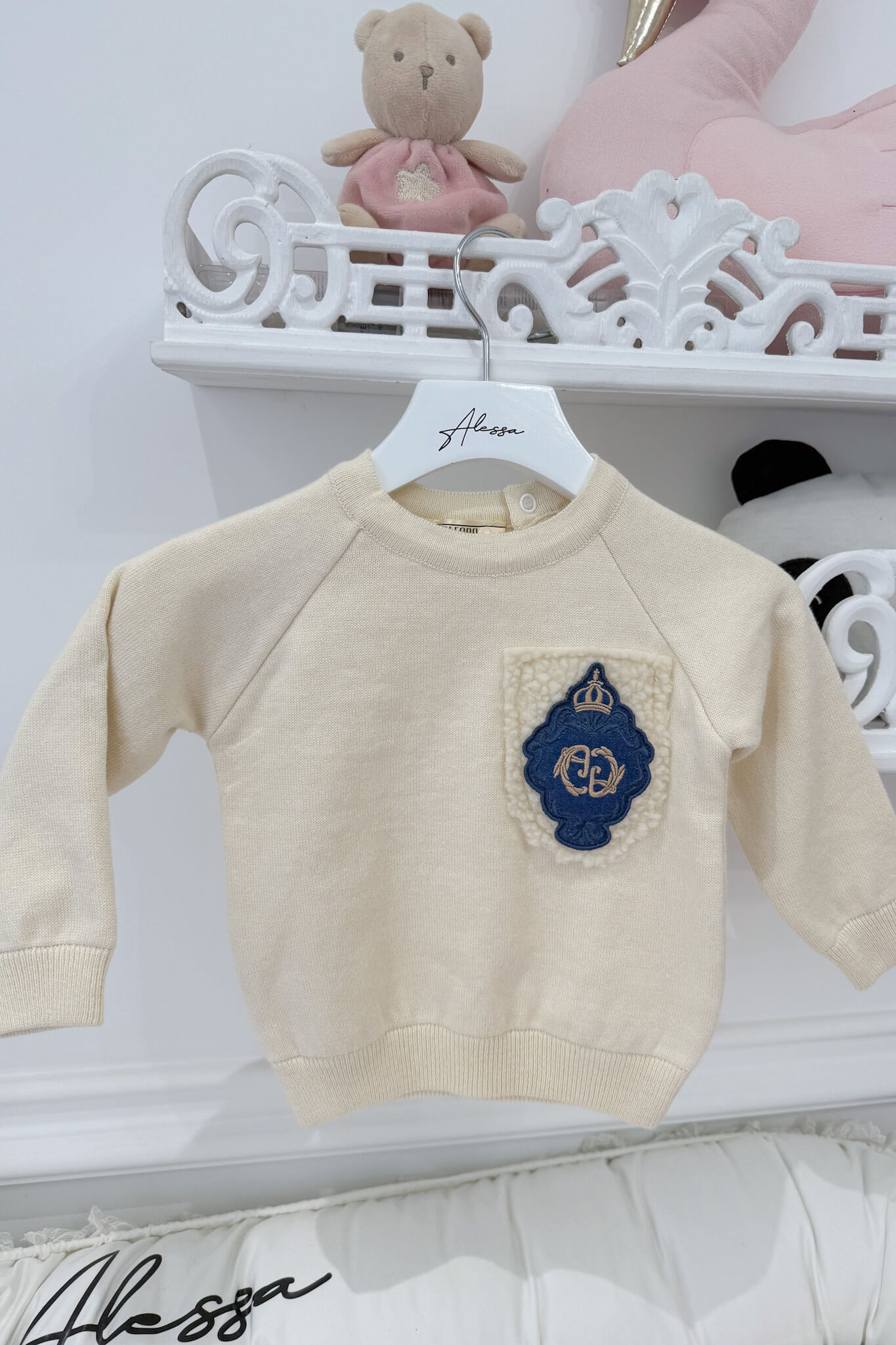 Luxury Classic Mini Pulover Din Tricot - Cream - Imagine 7