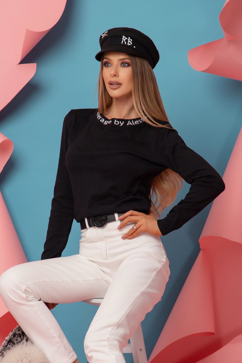 Sweet Disguise Pulover Din Tricot Fin - Negru - Imagine 10