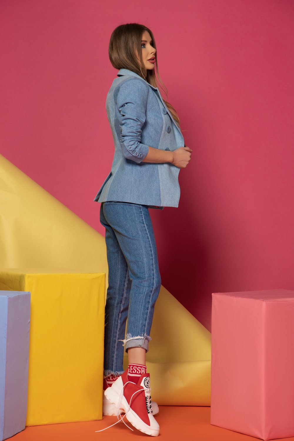 Take the Chance Denim Blazer - Imagine 27