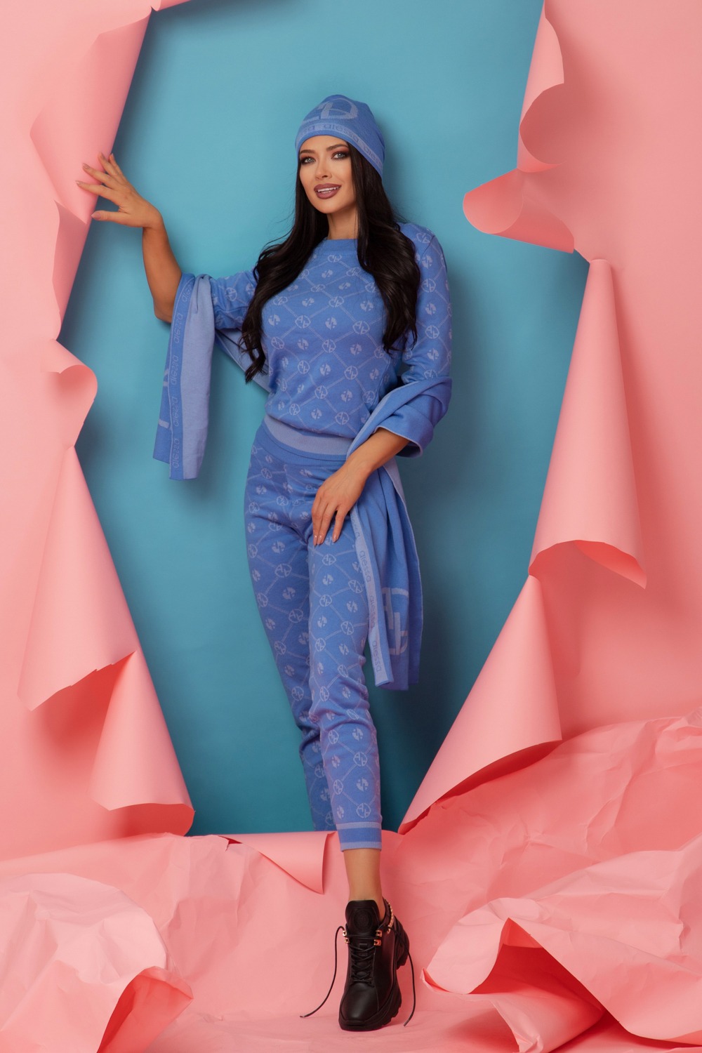 Alessa Religion Pantaloni Din Tricotaj - Sky Blue - Imagine 10
