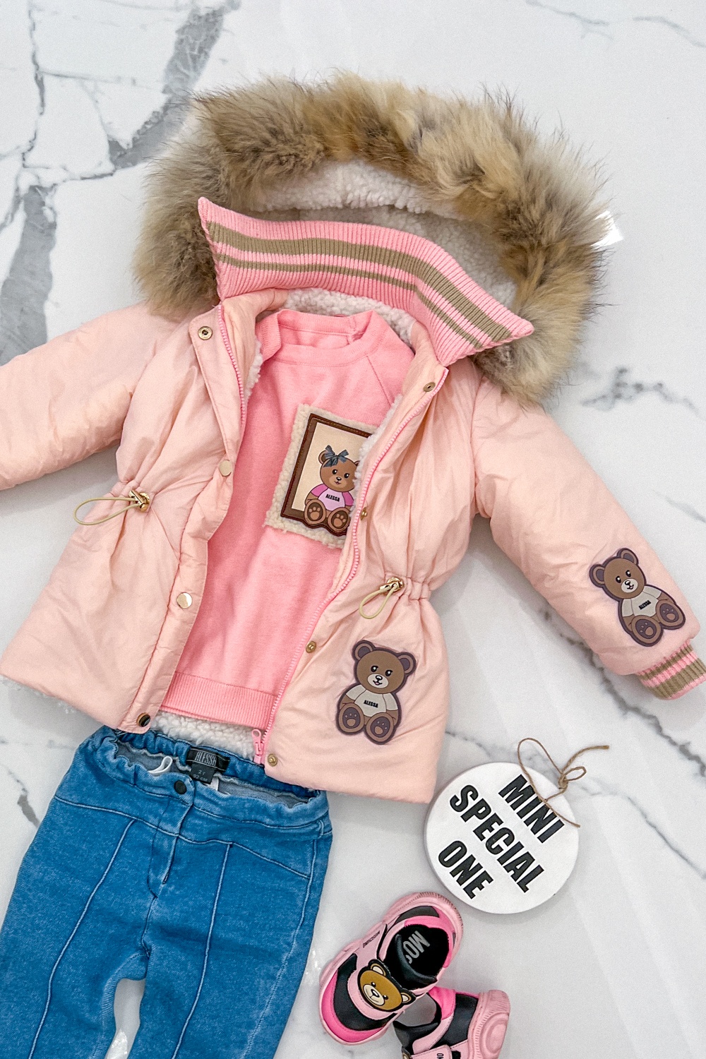 Bear Hug Mini Pulover Tricotat - Pink - Imagine 12