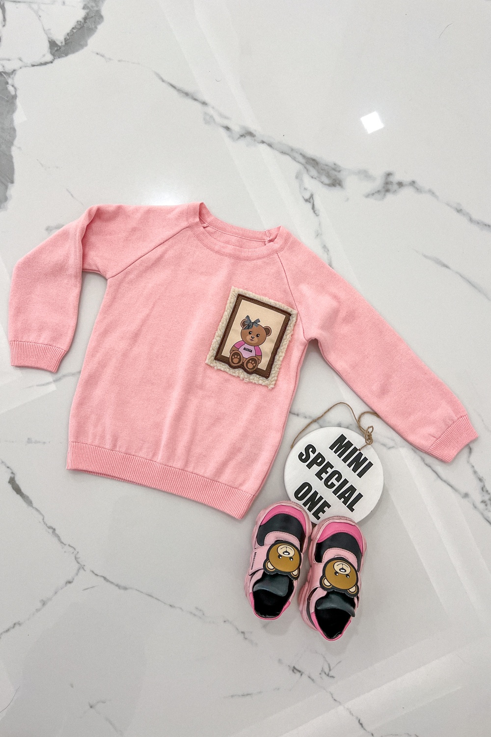 Bear Hug Mini Pulover Tricotat - Pink - Imagine 14