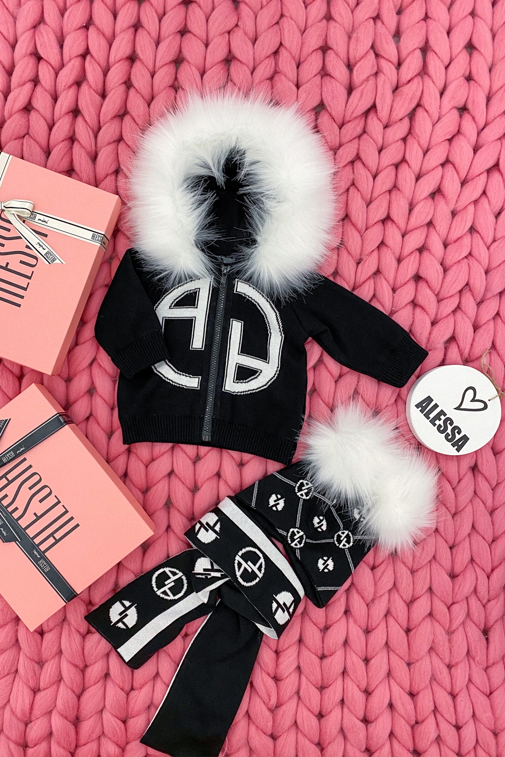 Alessa mini Vestă cu Logo Din Tricot - negru - Imagine 9