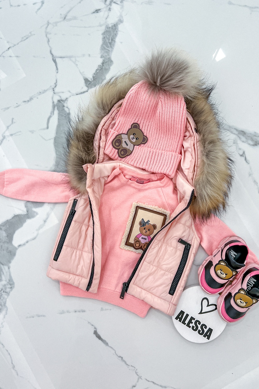 Bear Hug Mini Pulover Tricotat - Pink - Imagine 11