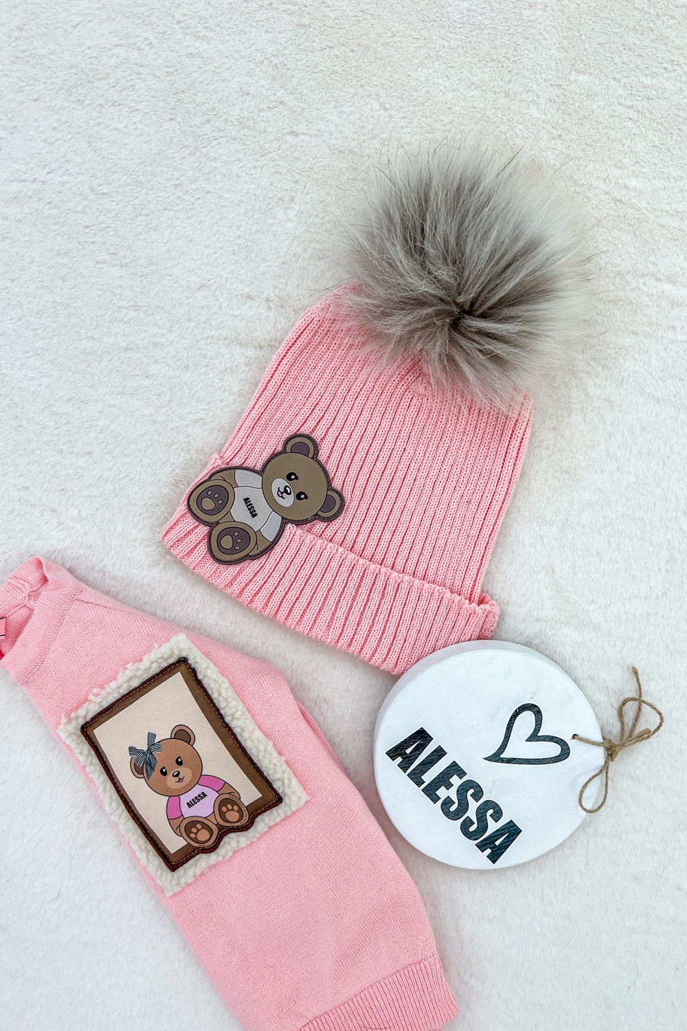 Bear Hug Mini Pulover Tricotat - Pink - Imagine 13