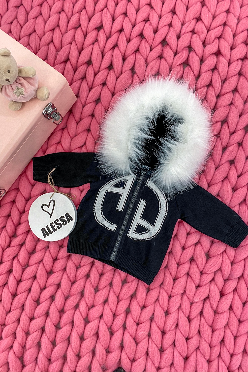 Alessa mini Vestă cu Logo Din Tricot - negru - Imagine 10