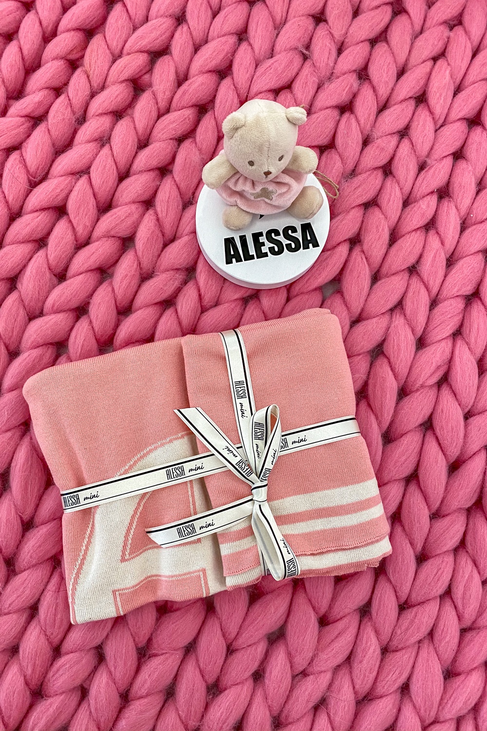 Alessa mini Logo Pătură din tricotaj pink - Imagine 6