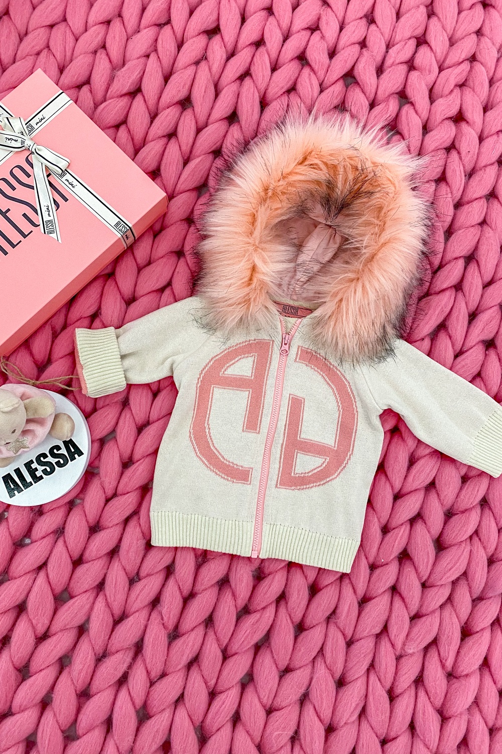 Alessa mini Logo Cardigan din tricotaj - crem - Imagine 8