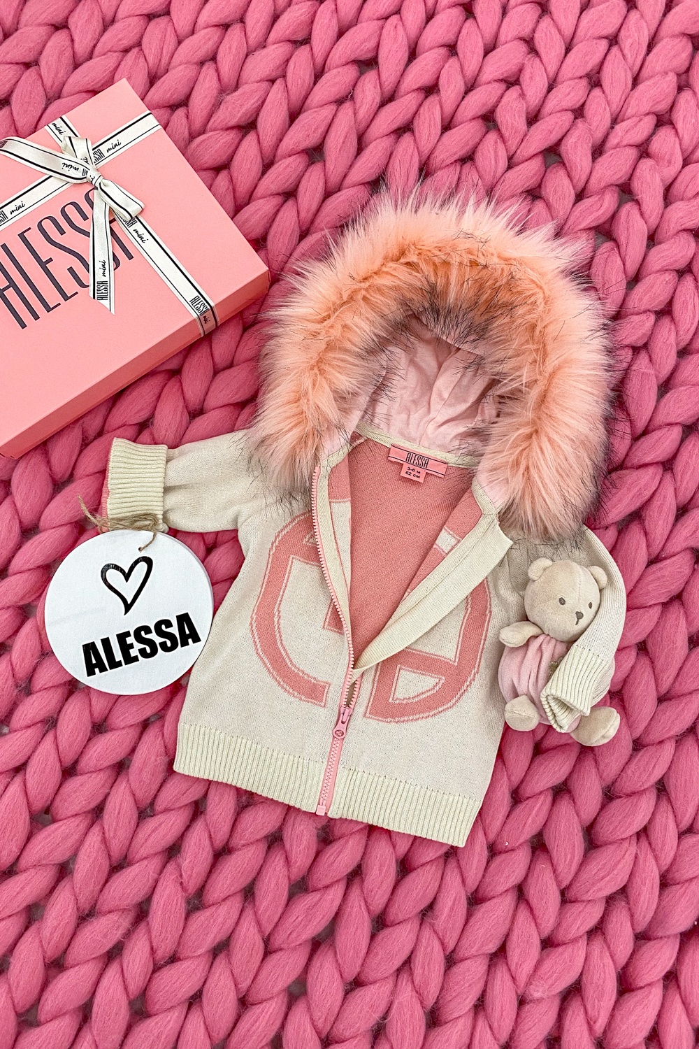 Alessa mini Logo Cardigan din tricotaj - crem - Imagine 6