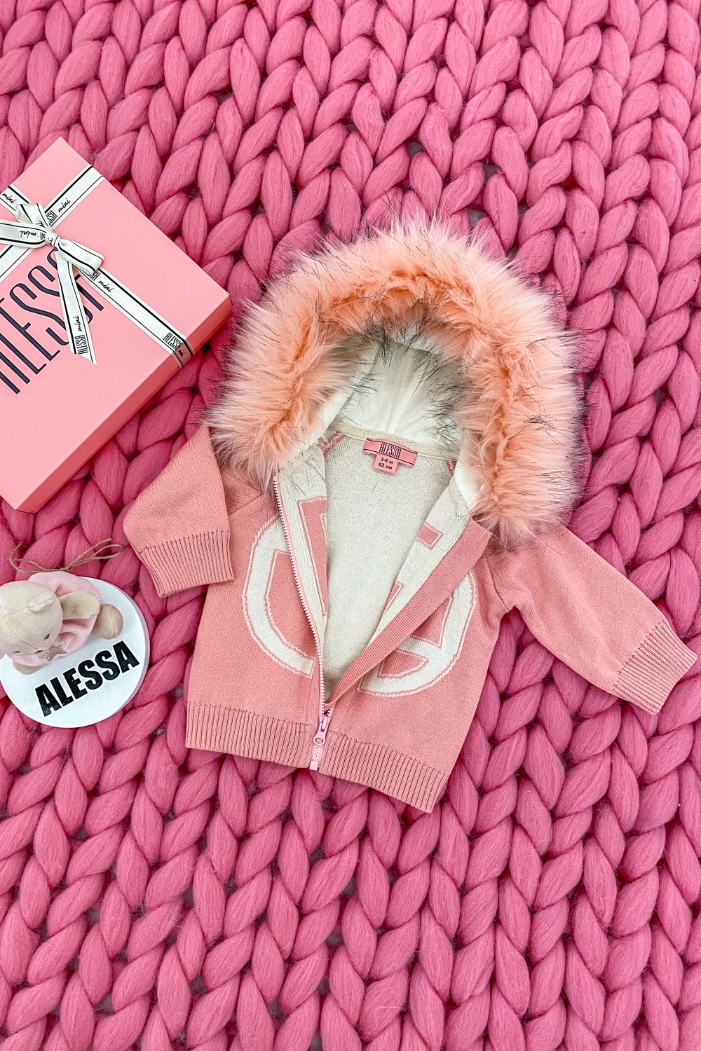 Alessa mini Vestă cu Logo Din Tricot - roz - Imagine 7