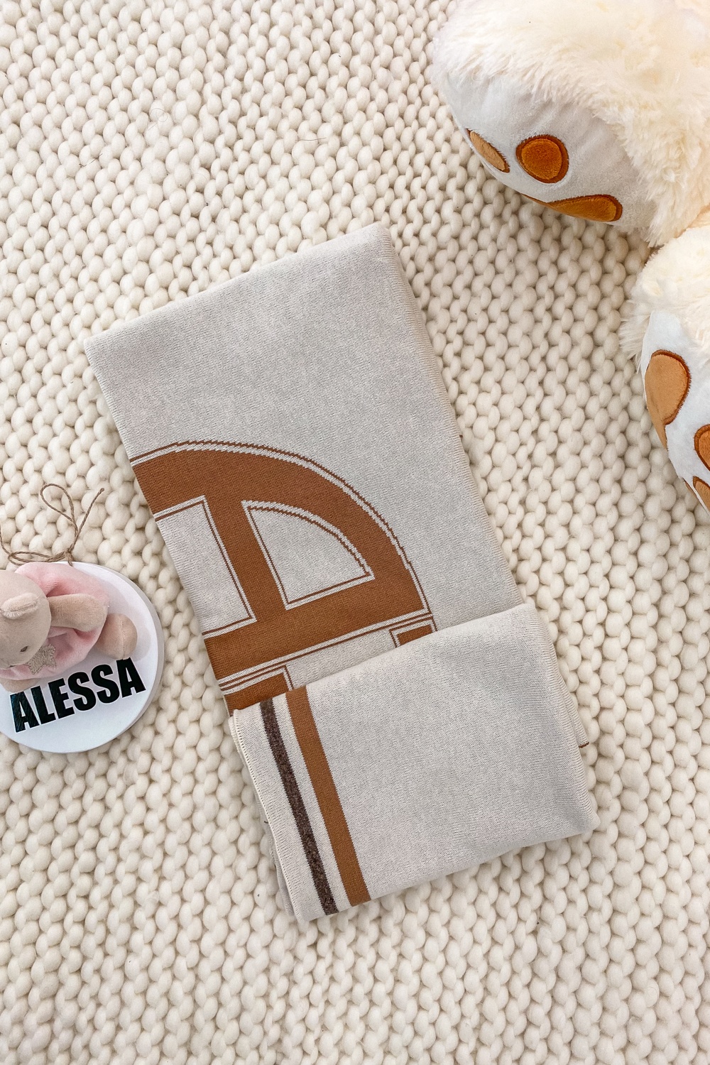 Alessa mini Logo Pătură din tricotaj - Mocca - Imagine 4