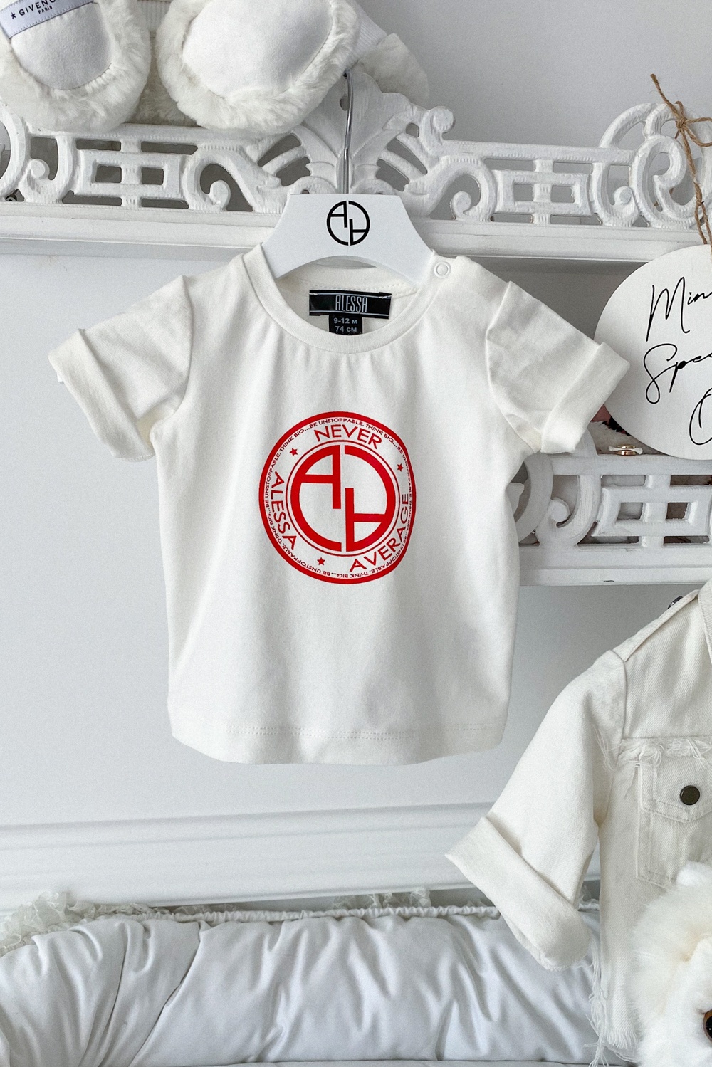 Alessa Red logo mini t-shirt - ecru - Imagine 11