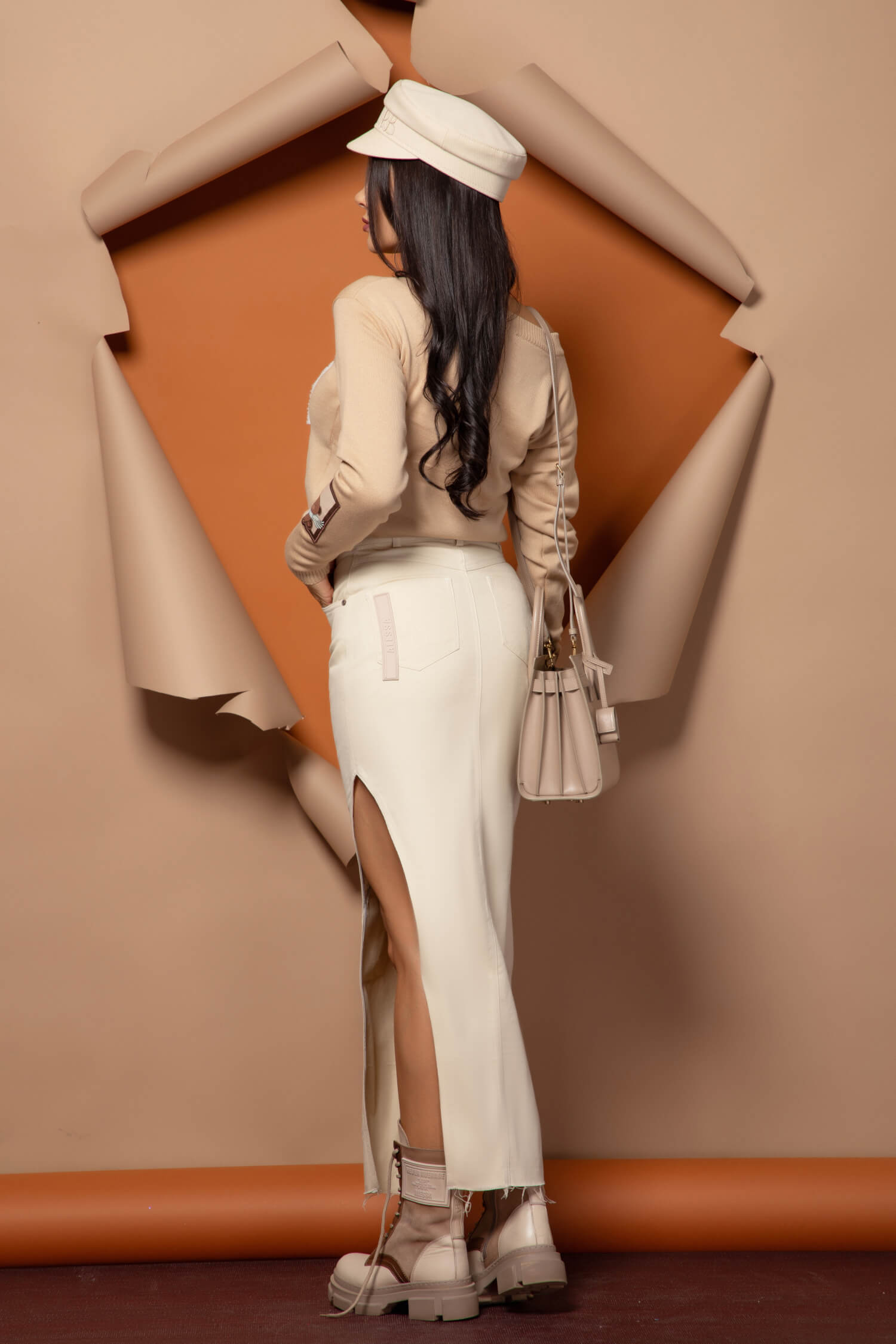 Fierce Fashionista Fustă din Denim - Soft Beige - Imagine 11