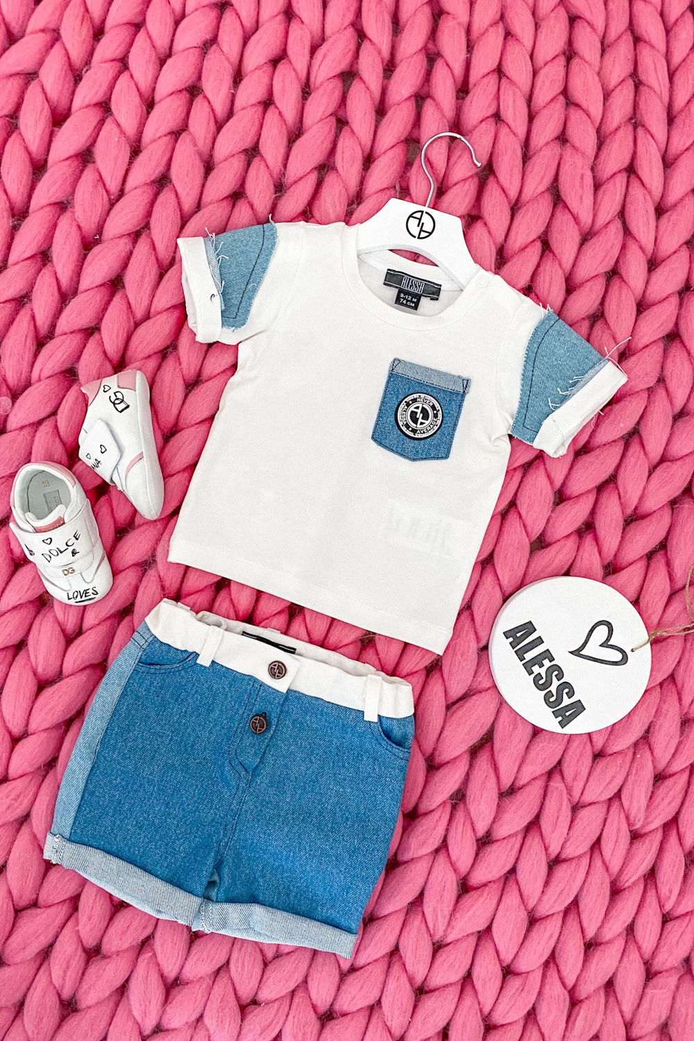 Alessa Mini Denim T-Shirt - Ecru - Imagine 8