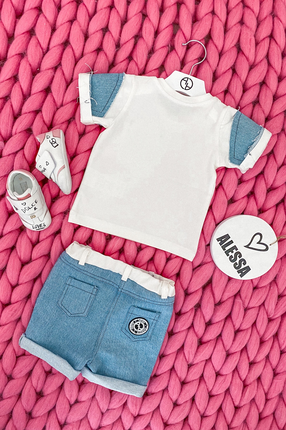Alessa Mini Denim T-Shirt - Ecru - Imagine 7