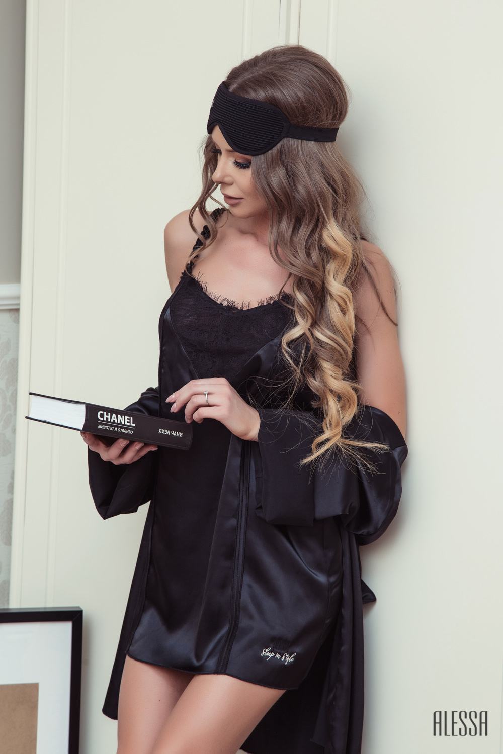 Sleep in Style salopetă - satin negru - Imagine 10