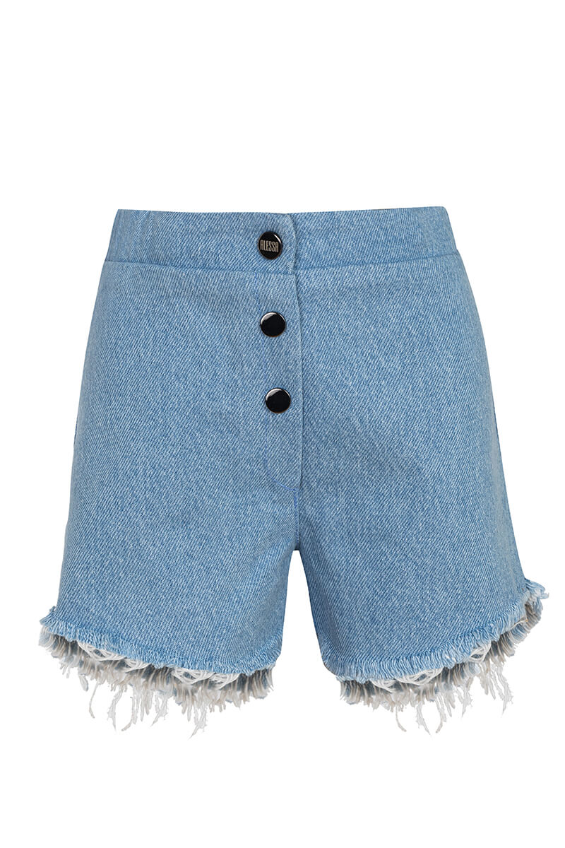 Afternoon Walk Mini Pantaloni scurți din denim - Albastru - Imagine 12
