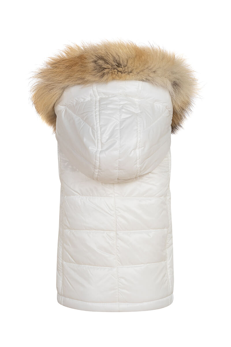Fluffy Dreams Mini vestă de blană autentică - ecru - Imagine 21