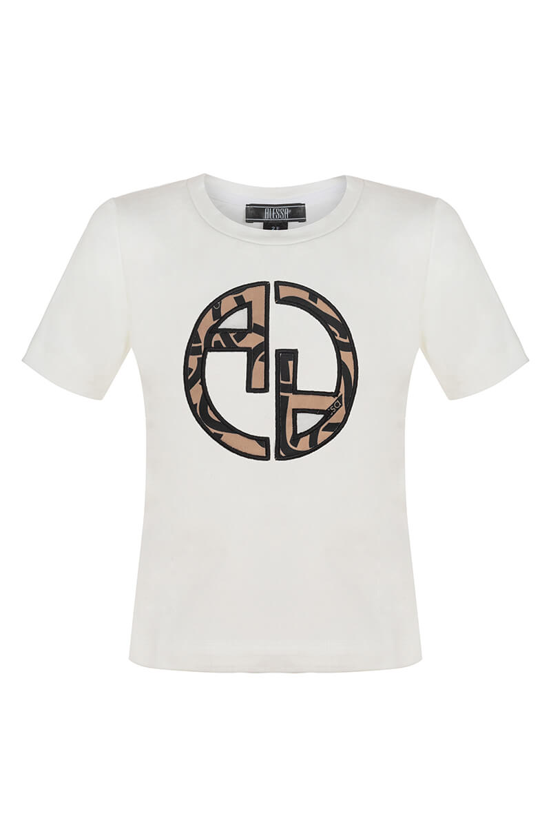 Alessa Luxury Logo mini T-Shirt - Ecru - Imagine 13