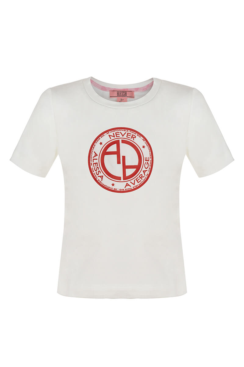 Alessa Red logo mini t-shirt - ecru - Imagine 16