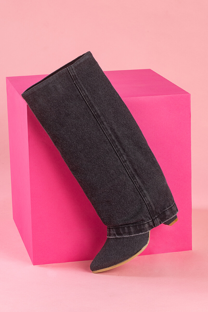 Strut Perfection Cizme - Black Denim - Imagine 6