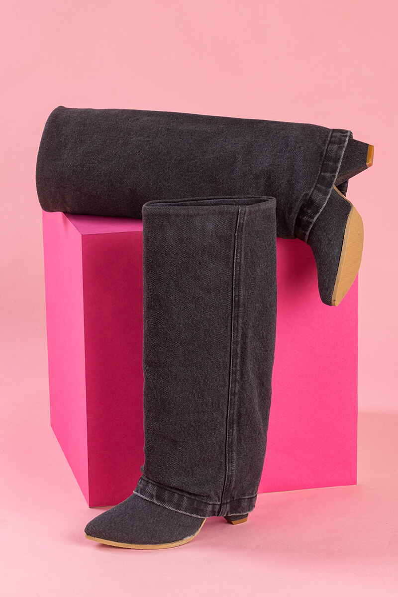 Strut Perfection Cizme - Black Denim - Imagine 8