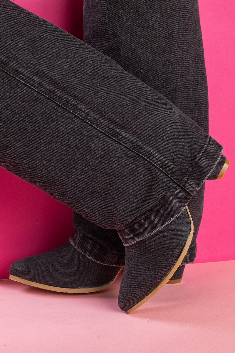 Strut Perfection Cizme - Black Denim - Imagine 7