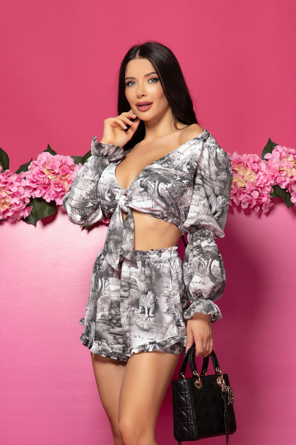 Charm Provocateur Ruffles Crop-Top - Trendsetter Icon - Grey - Imagine 23