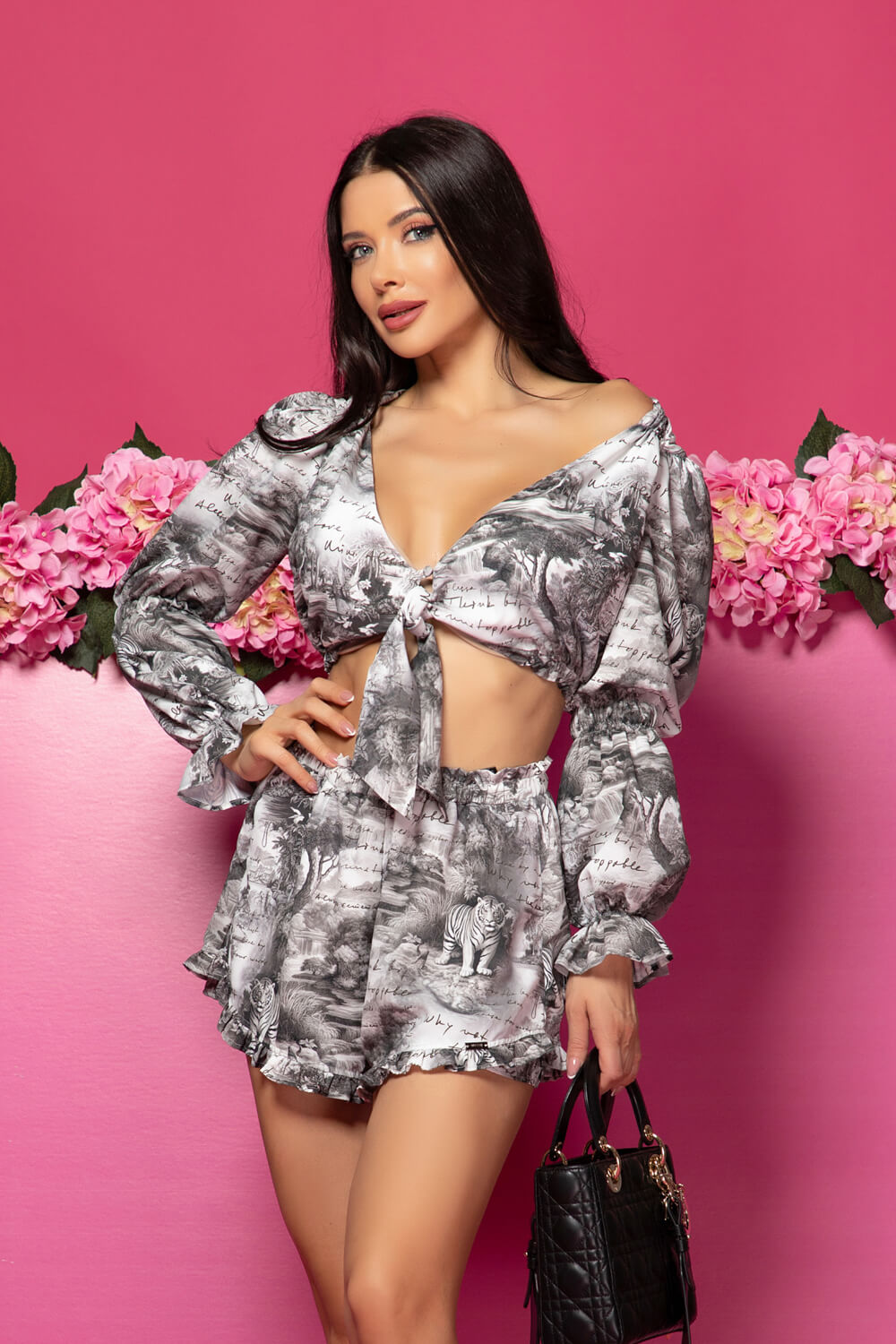 Charm Provocateur Ruffles Crop-Top - Trendsetter Icon - Grey - Imagine 27