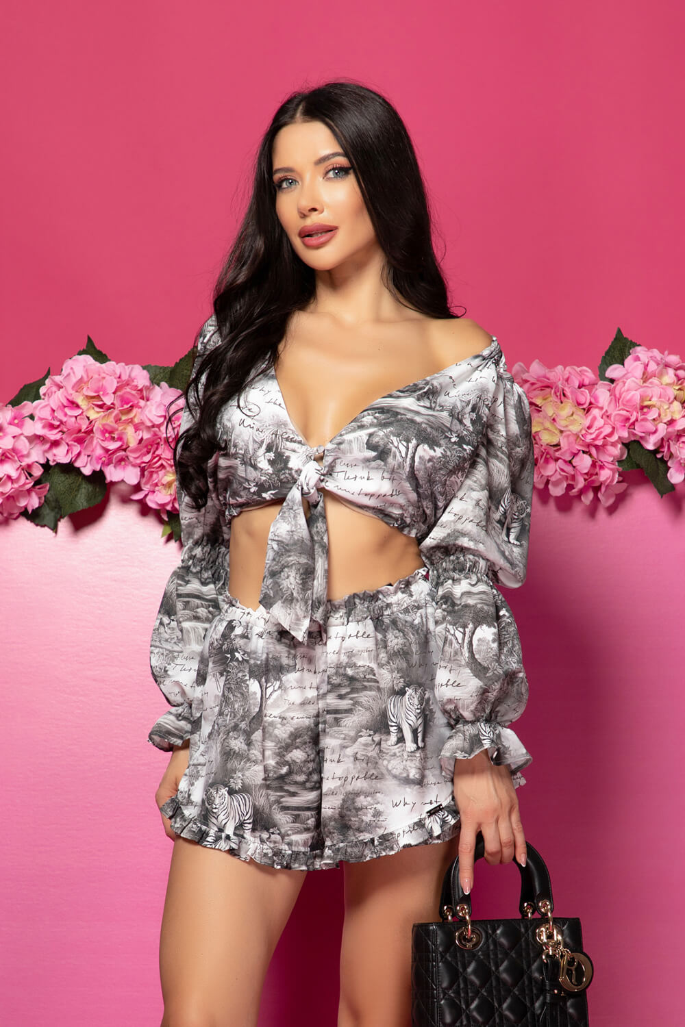 Charm Provocateur Ruffles Crop-Top - Trendsetter Icon - Grey - Imagine 21
