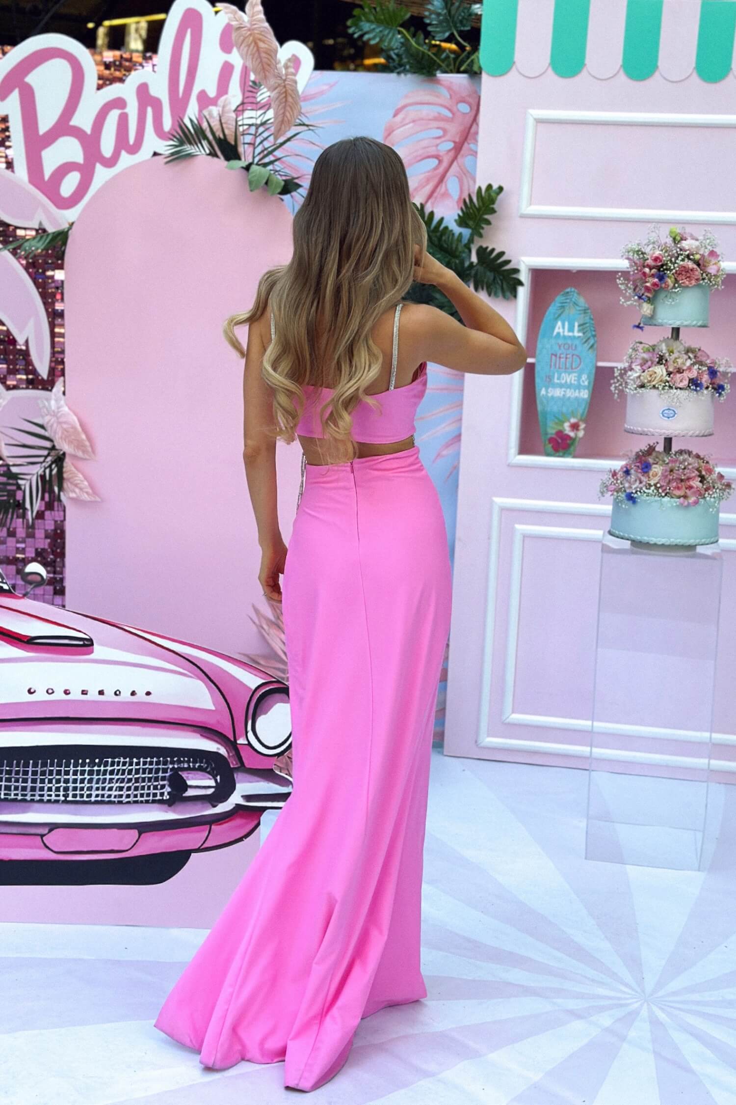 Sizzle Chic Rochie Lungă Din Două Piese - Pink - Imagine 6