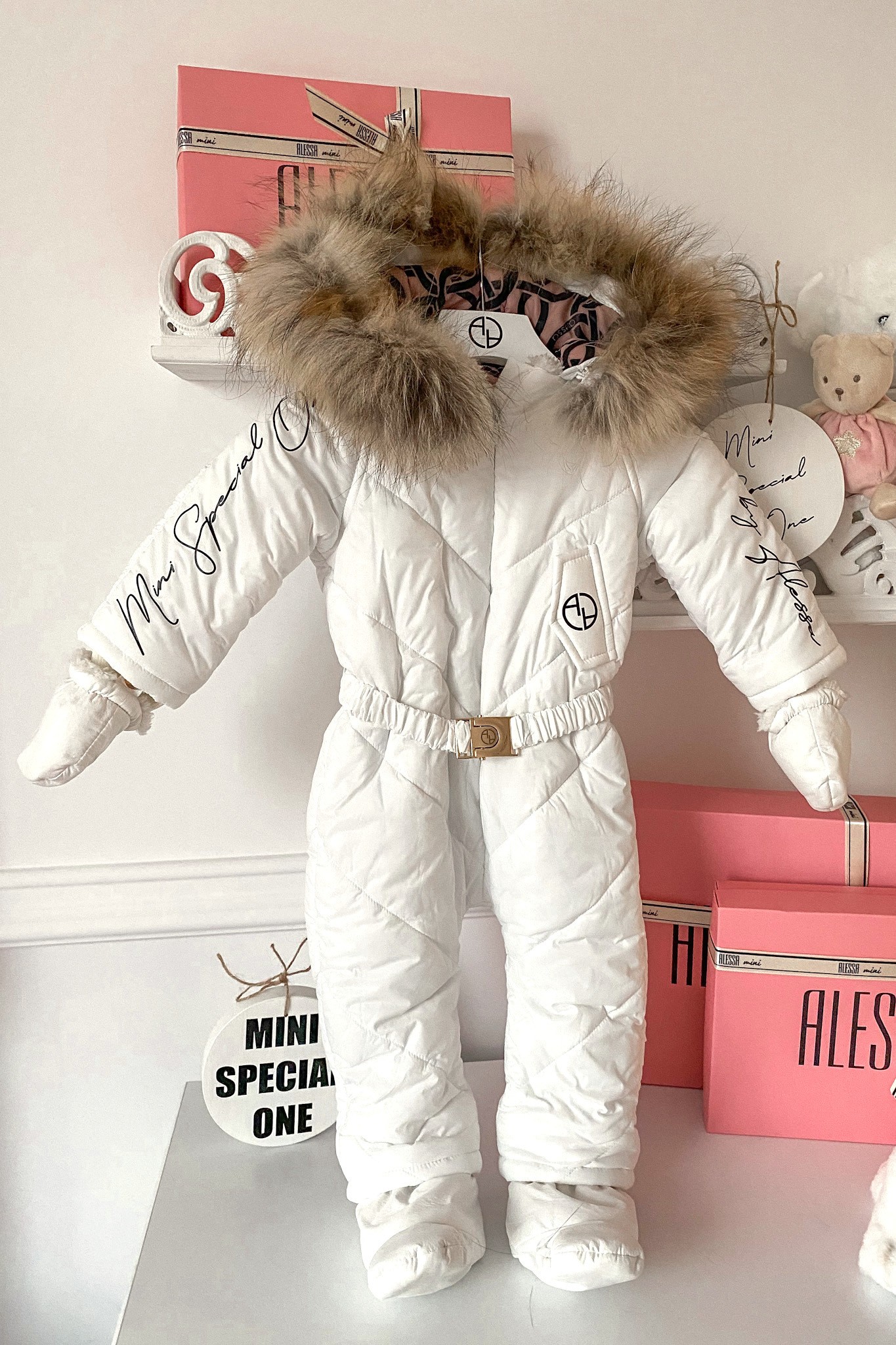 Alessa Mini Cosmonaut Cu Blană Naturală - Ecru - Imagine 8